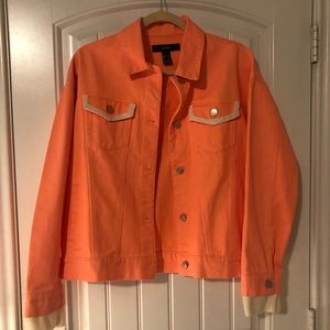 Forever 21 Neon Orange Jean Jacket
